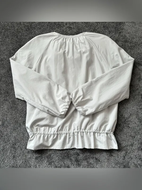 Zara Light Gray drawstring tie front peplum  Bomber windbreaker Jacket - Image 6