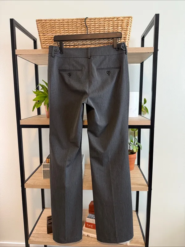 Ann Taylor Mid-Rise Gray Flare Woven Career Dress Pant Trouser, 6 Tall - Image 4