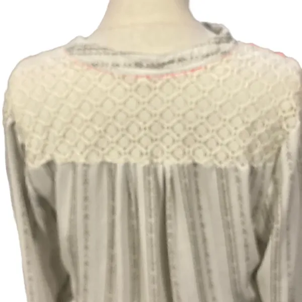 Jolt Off White V Neck Semi Sheer 3/4 Sleeve Blouse - Image 7