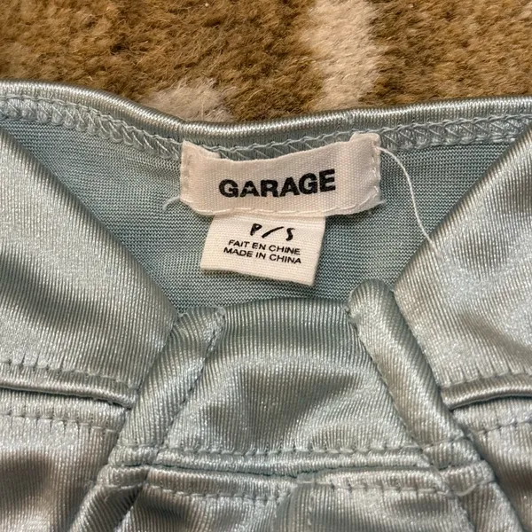 Garage light blue sleek shiny silver blue long line bra women’s size P/S - Image 5