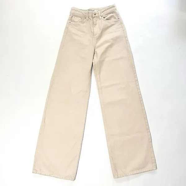 NA-KD Wide Leg‎ Jeans Women's 24 X 32 High Waist Beige Cream Pants Y2K Festival - Image 5