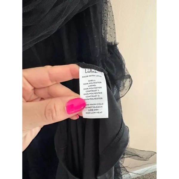 Lulus Pure Radiance Black Mesh Swiss Dot Tier Maxi Dress Size medium Whimsigoth - Image 10