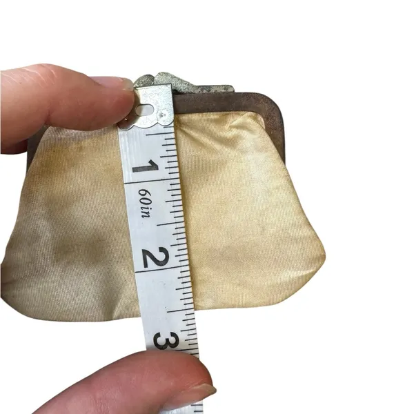 👜 Antique Silk Satin Coin Purse Mini Kiss Lock‎ Change Pouch Early 1900s 👜 - Image 4