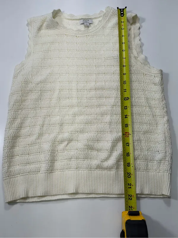 J. Crew 100% Cotton scalloped pointelle knit cardigan sweater in ivory NWOT - Image 4