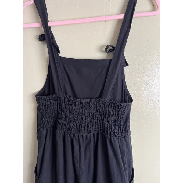 Lucy & Yak Black Linen Blend Jumpsuit Size 2 Wide Leg Cropped Drawstring Waist - Image 6