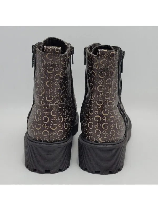 Guess Los Angeles Womens Brown Logo Ankle Combat Lace Up Boots Side Zip Sz 8.5M - Image 4