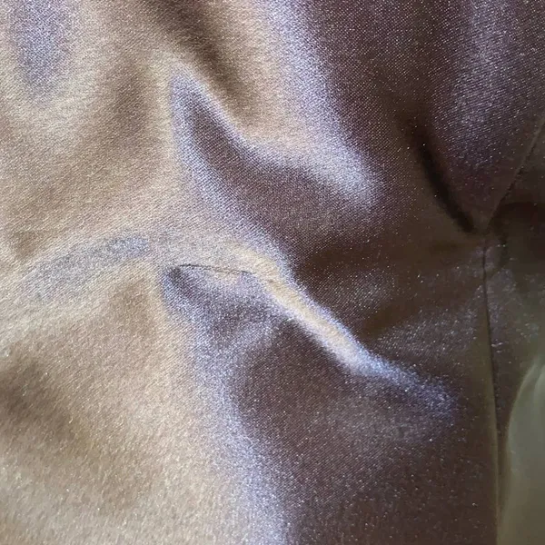 Vintage 90s Jessica McClintock Sweetheart Strapless Satin Gown, Chocolate Brown - Image 9