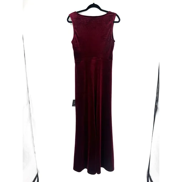 Lulus Crushing It Maxi Dress Size L Burgundy Velvet Slit Gown Old Hollywood NWT - Image 14