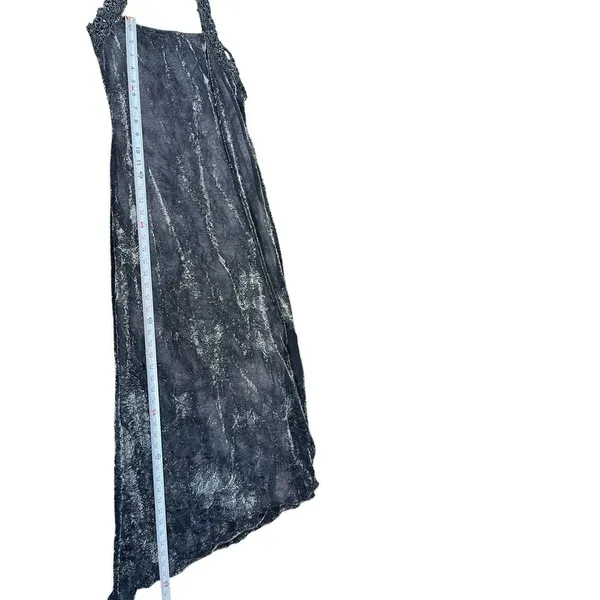 VTG 90s Niki Livas Black Silver Shimmer Halter Beaded Formal Evening Dress 6 Y2K - Image 11