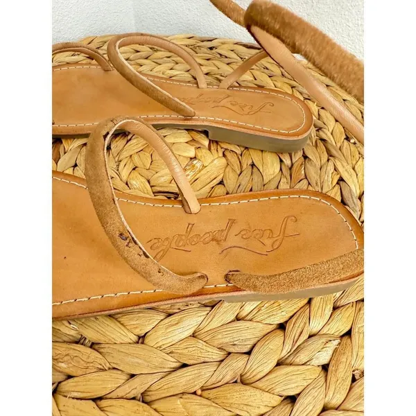 Free People Sandal Havana Taupe Suede Leather Gladiator Ankle wrap Boho festiva - Image 8