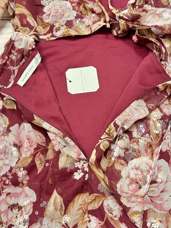 Altar'd State Sailor Floral Maxi Dress in Burgundy Size S NWT - Image 15