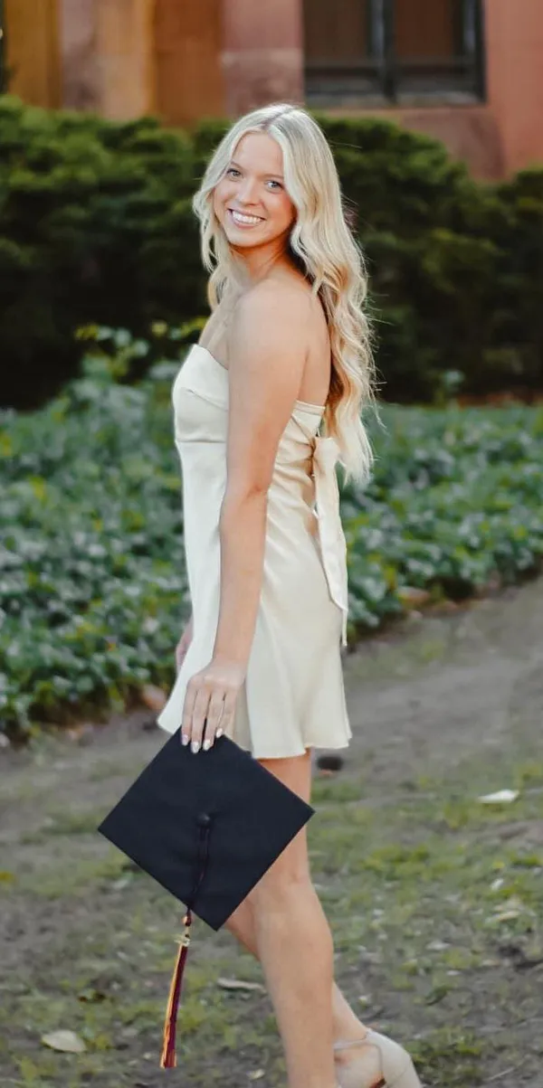 Boutique Cream Satin Dress - Image 2