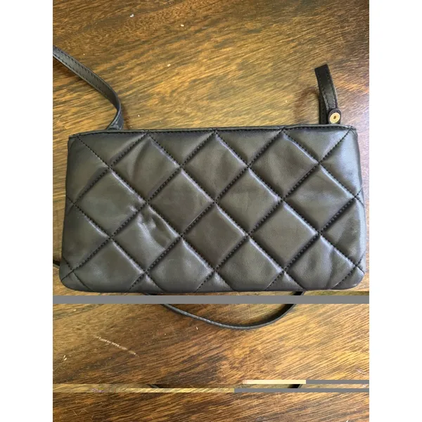 Michael Kors Black Quilted Leather Purse Small Clutch Credit Card Pockets - Image 6