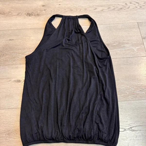 Fashion Black Sleeveless Wrap Neck‎ Ruched Hem Tank Top Womens Medium M - Image 3