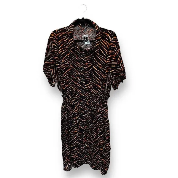 NWT New Look Women's 3X Brown Animal Print‎ Button-Up Dress Y2K Grunge Indie - Image 2