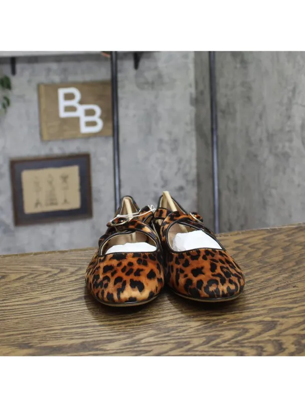 NWT A New Day Tasmin Velvet Mary Jane Flats 94568234 Leopard Brown Multi 11M - Image 4