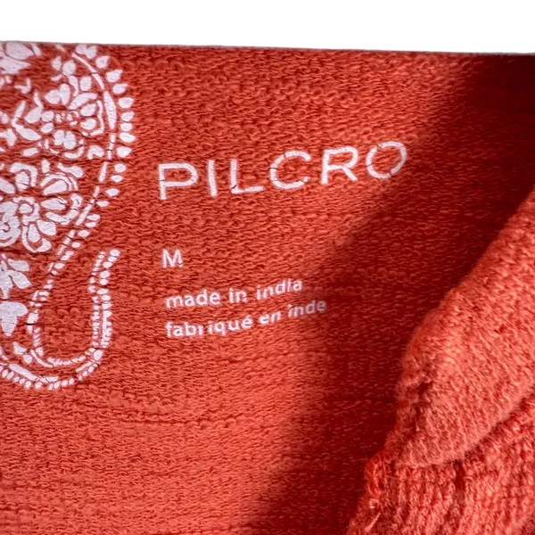 Pilcro By Anthropologie 100% Cotton Tangerine Baby Doll‎ Peplum Blouse Size M - Image 6