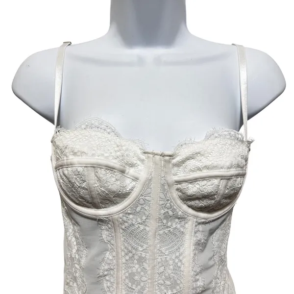Womens Cottage Coquette‎ Corset Top Small White Lace Bustier Lingerie Bridal - Image 4