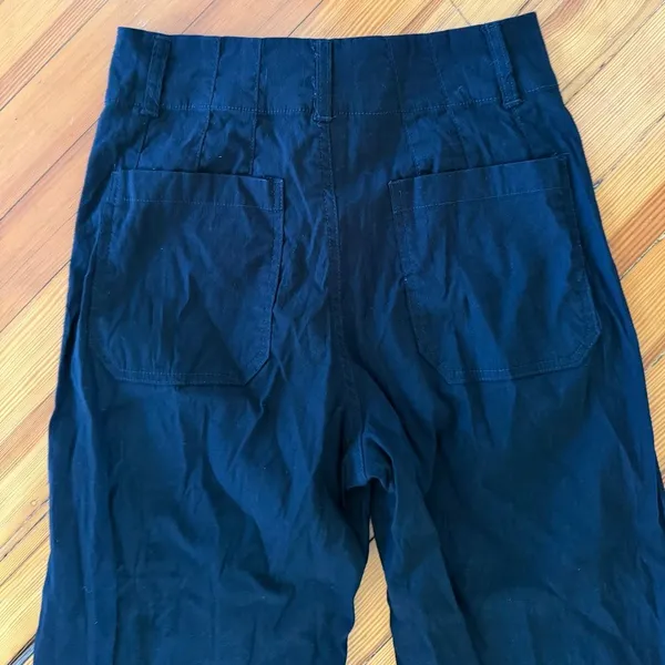 Maeve Anthropologie Colette Cropped Wide-Leg Pants in Black Size 28P - Image 7