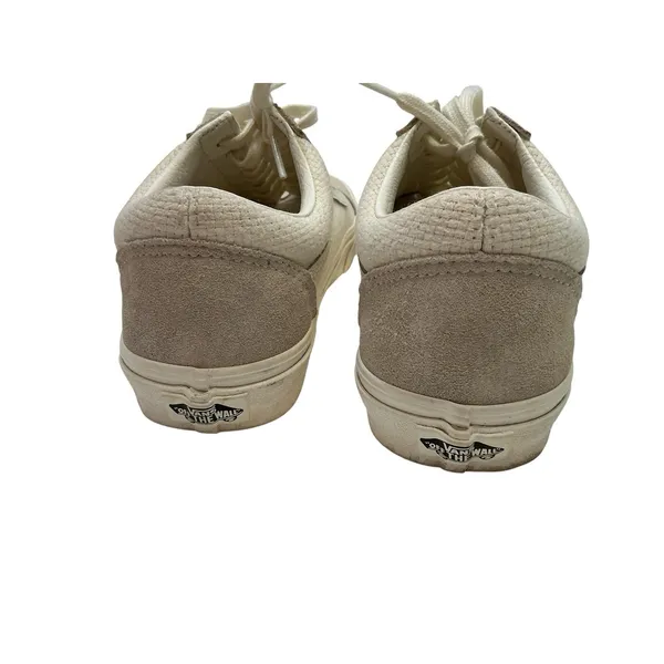 VANS Old Skool Woven Check Marshmallow White Suede Low Top Sneakers Women's 10 - Image 3