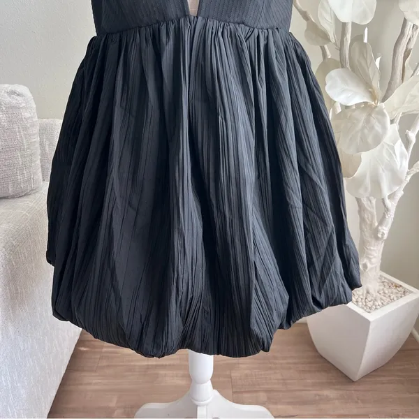 Acler Palermo Black Bubble Hem Spaghetti Straps Mini Dress - Image 4