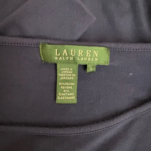 Lauren Ralph Lauren Top Size L Blue One-Shoulder Bell Sleeve Knit Blouse - Image 5