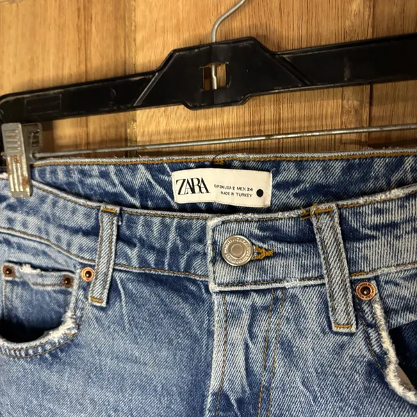 Zara‎ women’s Denim Blue Straight Jeans size 2 - Image 3