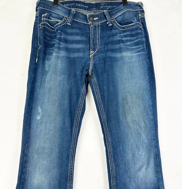 Ariat Women's Boot Cut Jeans Size 31 Western Contrast Stitch Rodeo Mid Rise - Image 3