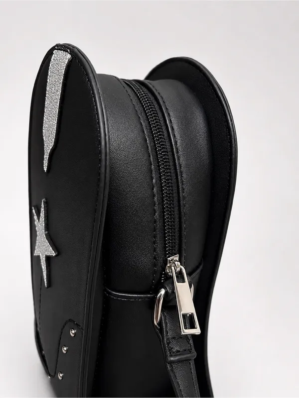 DS Black Cowboy Boot-Shaped Crossbody Bag with Star Accent - Image 7