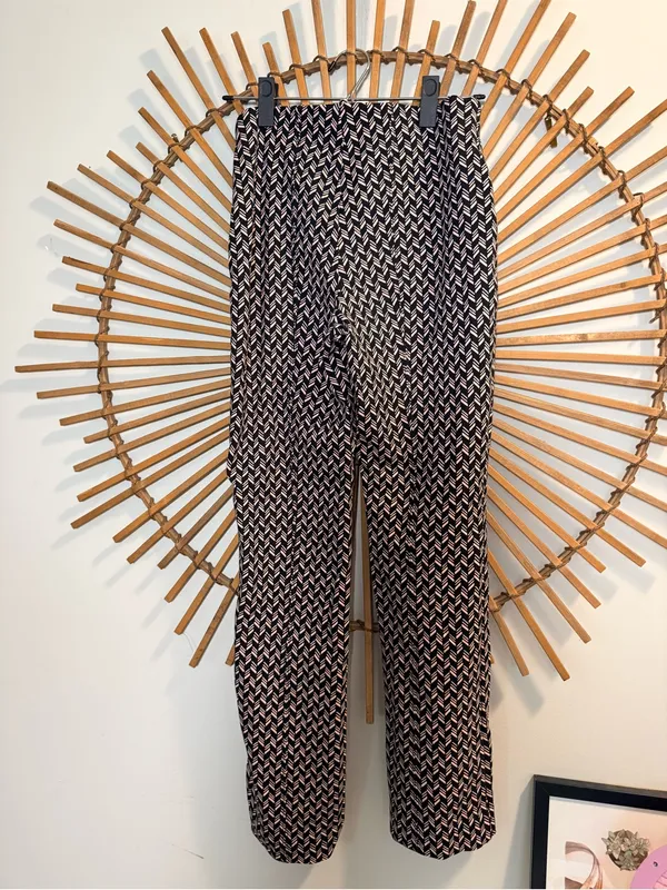 Anthropologie Maeve Margot Kick Flare Pull On Pants Stretch Patterned Workwear - Image 9