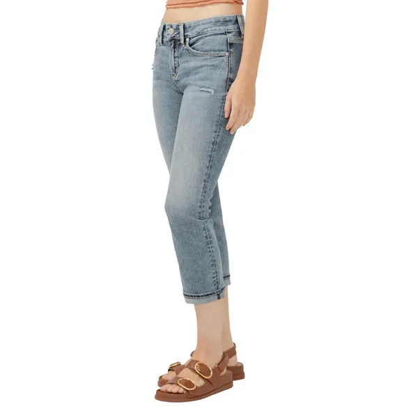 Silver Jeans Co. Mid Rise Curvy Fit Capri Jeans Luxe Stretch Indigo Blue 25x23 - Image 8