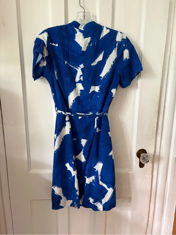 Nine West Blue and White Button-Front Midi Dress - Image 6
