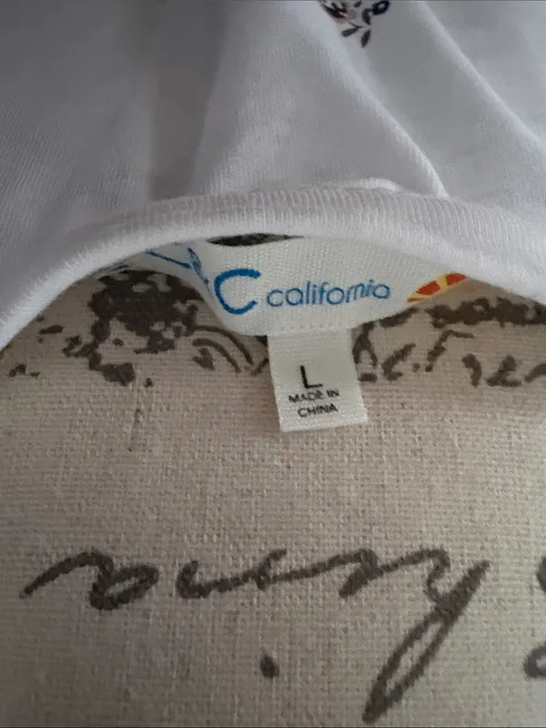 C&C California Large White Tee with Pink and Brown Floral Print - Image 4