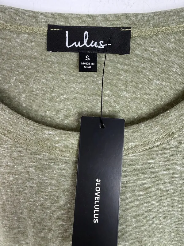 NWT Lulus Heathered Olive Green Long Sleeve T-Shirt Tee Basic Size Small S NEW - Image 4