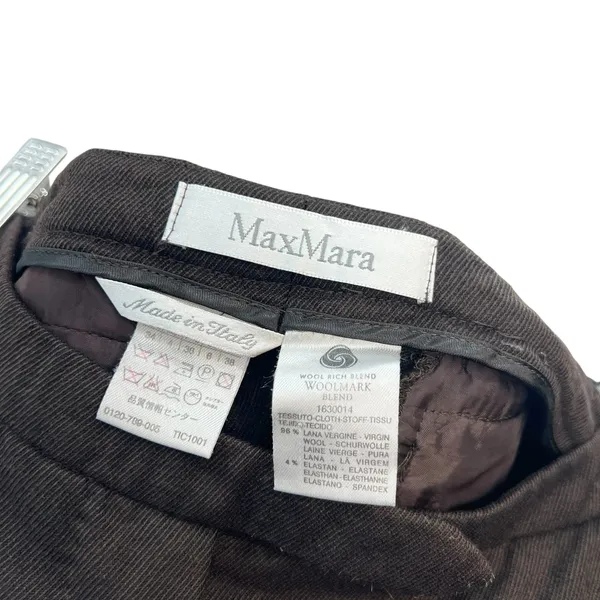 MaxMara Trouser Dress Pants‎ Wool Back Zip Pockets Brown Size US 4 - Image 10