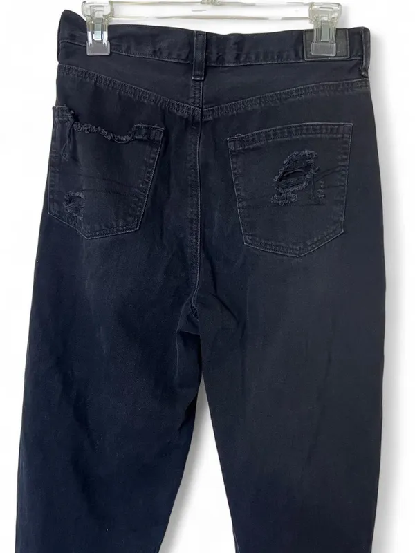 American Eagle Relaxed Mom Jeans Womens Size 6 Short Black Distressed High Rise - Image 7