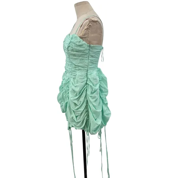 Urban Outfitters Kimchi Blue Belladonna Dress Ruched Mini Turquoise Size Medium‎ - Image 7