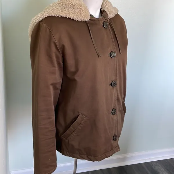 J. Crew Utility Jacket with Split zipper Sherpa hood - Image 3