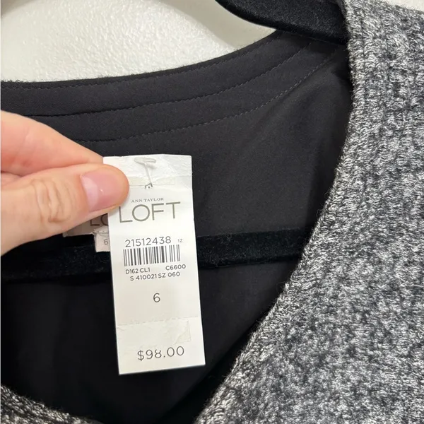 NEW LOFT Wool Blend Collarless Blazer in Dark Heather Gray - Size 6 - Image 7