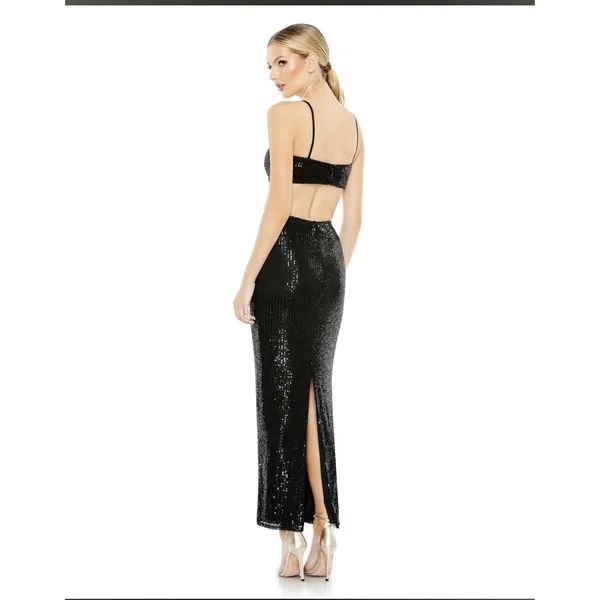 IEENA For Mac‎ Duggal 70130 Black Gown Size 4 Cutout All Over Sequin Sexy - Image 2