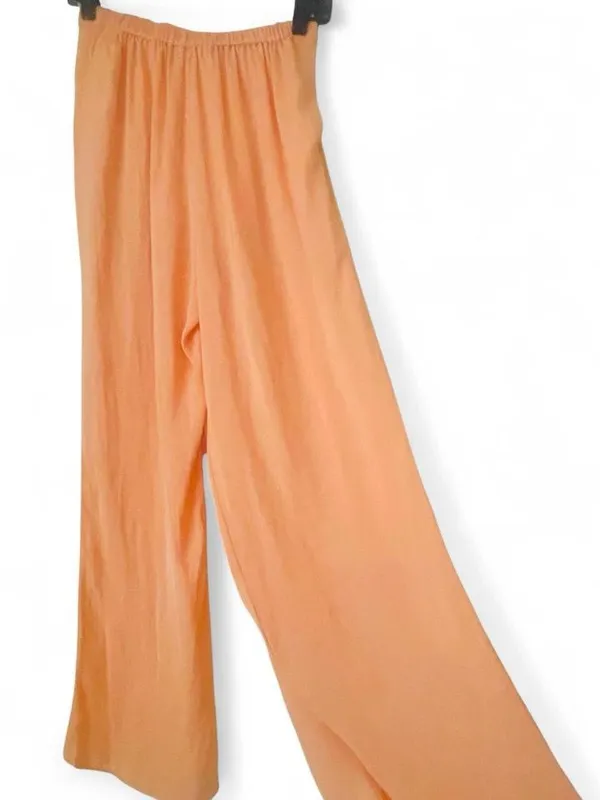 Zara Basic Peach Orange Flowy Wide Leg Silky Palazzo Pants XS - Image 5