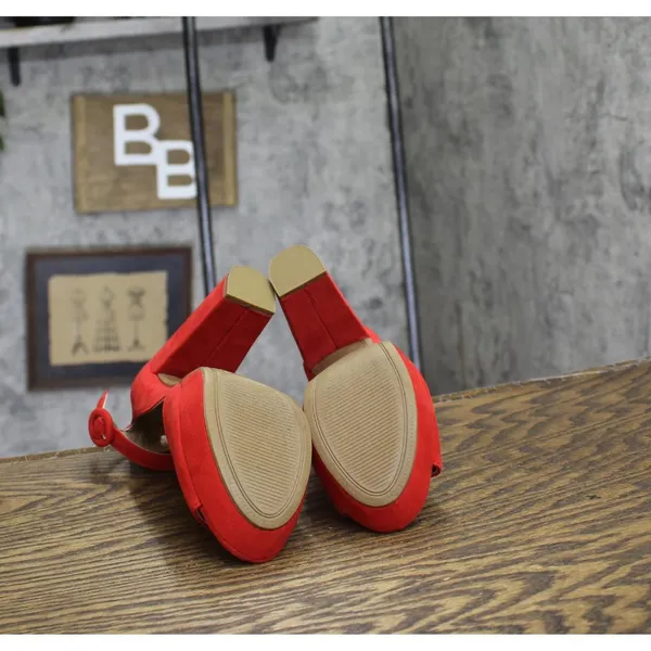 NEW Sun + Stone Womens Reeta Block-Heel Platform Sandals Red 5M - Image 10