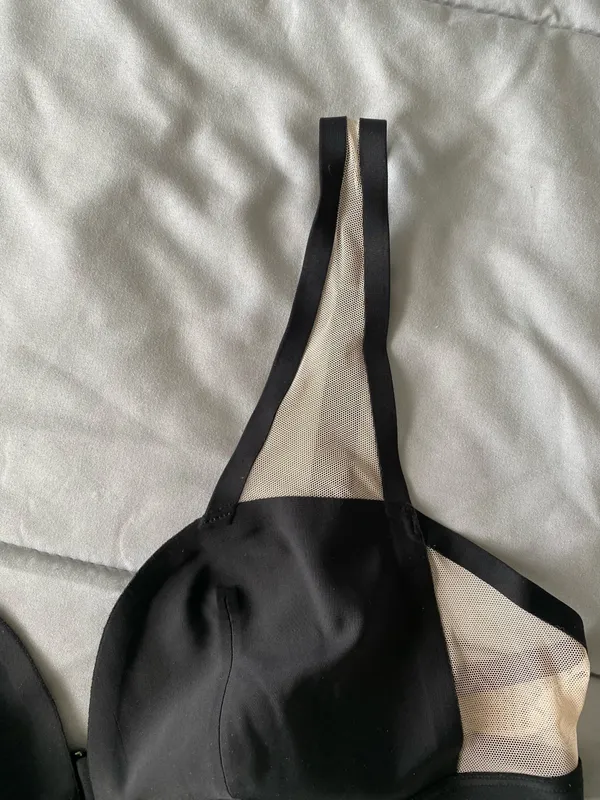 Victoria's Secret NWOT Bralette Plunge Black & Beige Mesh Size LARGE - Image 6