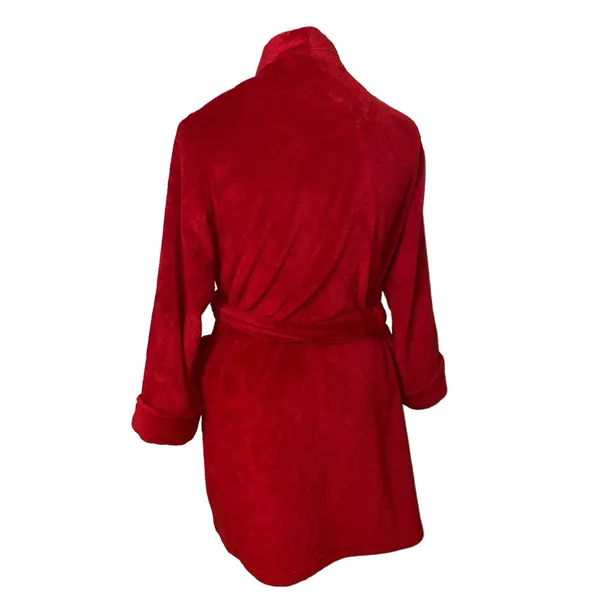 Lauren Ralph Lauren Red Plush Fleece Belted Loungewear Robe Size Medium - Image 4