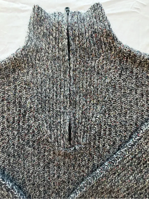 OFFLINE by Aerie Gray Confetti Marled Knit Quarter Zip Sweater XL - Image 4