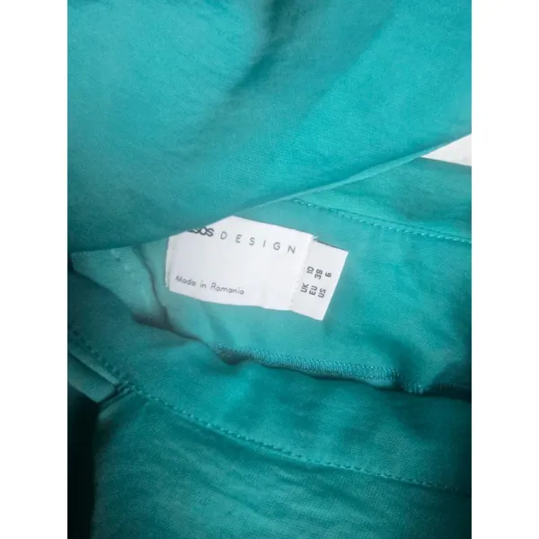 ASOS DESIGN Womens One Shoulder Drape Wrap Maxi‎ Dress Turquoise Blue Size 6 - Image 4