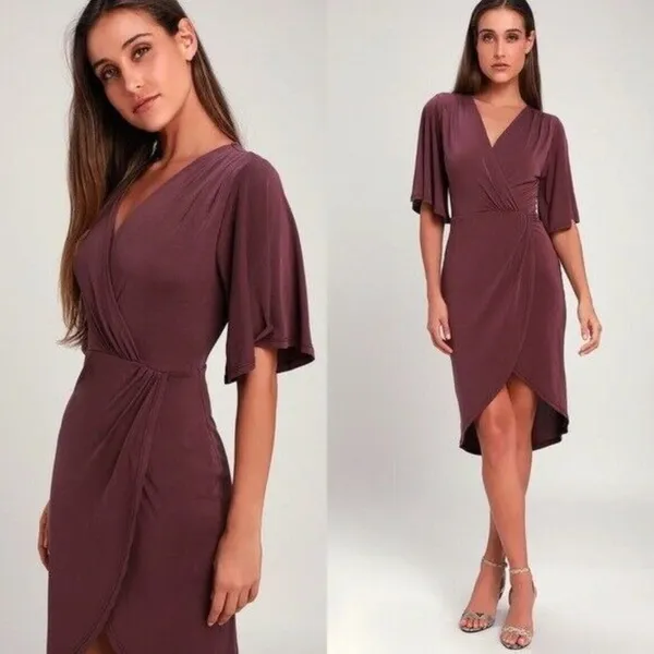 Lulus Dulcet Surplice Midi Dress Purple Size‎ Small - Image 3