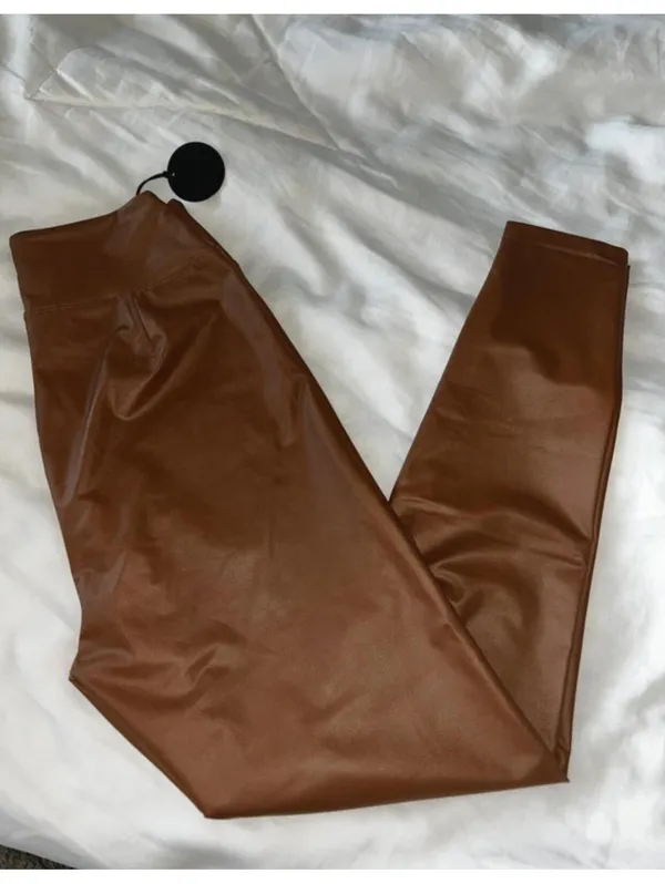 OFFLINE‎ By Aerie Faux Leather Brown Leggings NWT Medium - Image 5