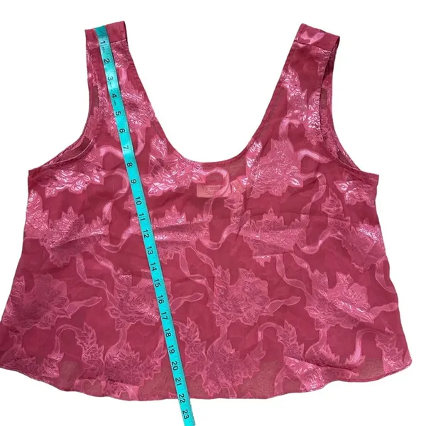 Vintage Victoria’s Secret Gold Label Satin Tank Top Pink Floral Size Large - Image 5