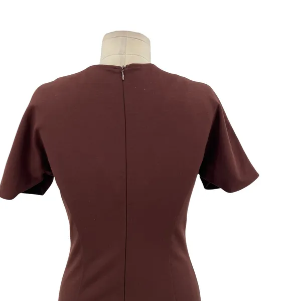 Ottod'Ame Cocoa Sheath Dress Pencil V-Neck Short Sleeve‎ Brown Size US 4 - Image 11